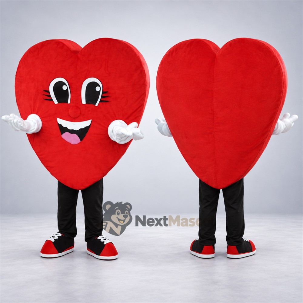 Heart Mascot Costume - Red, White Gloves Heart Mascot Costume - Red, White Gloves