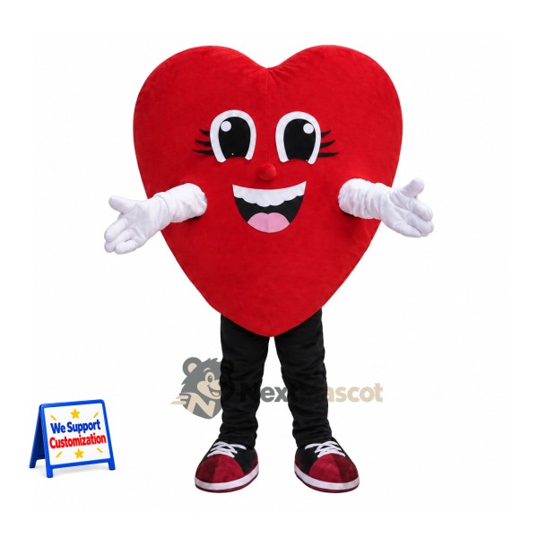 Heart Mascot Costume - Red, Red Sneakers
