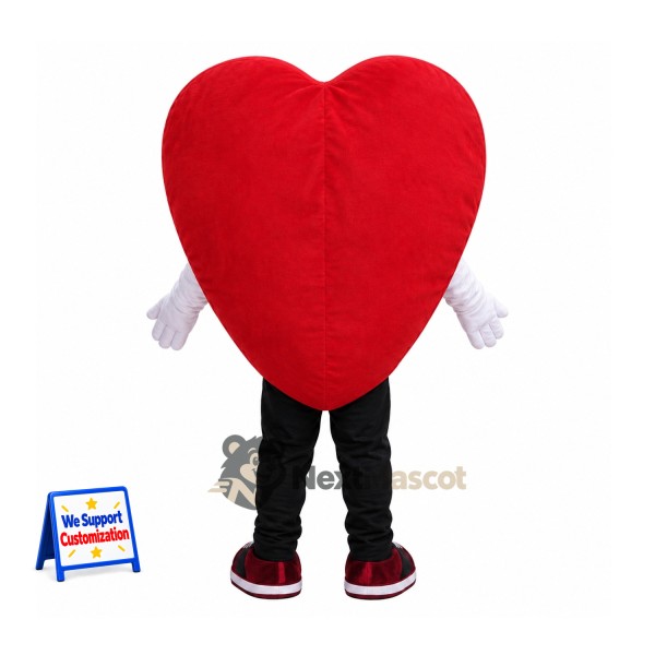 Heart Mascot Costume - Red, Red Sneakers Heart Mascot Costume - Red, Red Sneakers