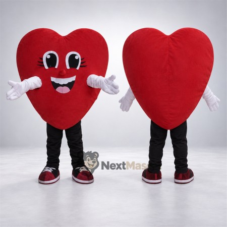 Heart Mascot Costume - Red, Red Sneakers Heart Mascot Costume - Red, Red Sneakers