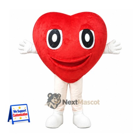 Heart Mascot Costume - Red, White Legs Heart Mascot Costume - Red, White Legs