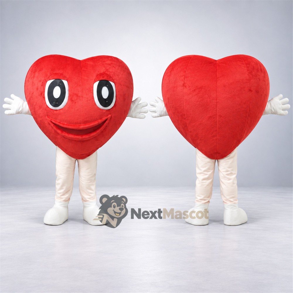 Heart Mascot Costume - Red, White Legs Heart Mascot Costume - Red, White Legs