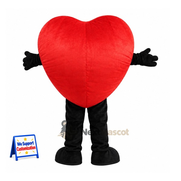 Heart Mascot Costume - Red, Closed-Eye Smile Heart Mascot Costume - Red, Closed-Eye Smile