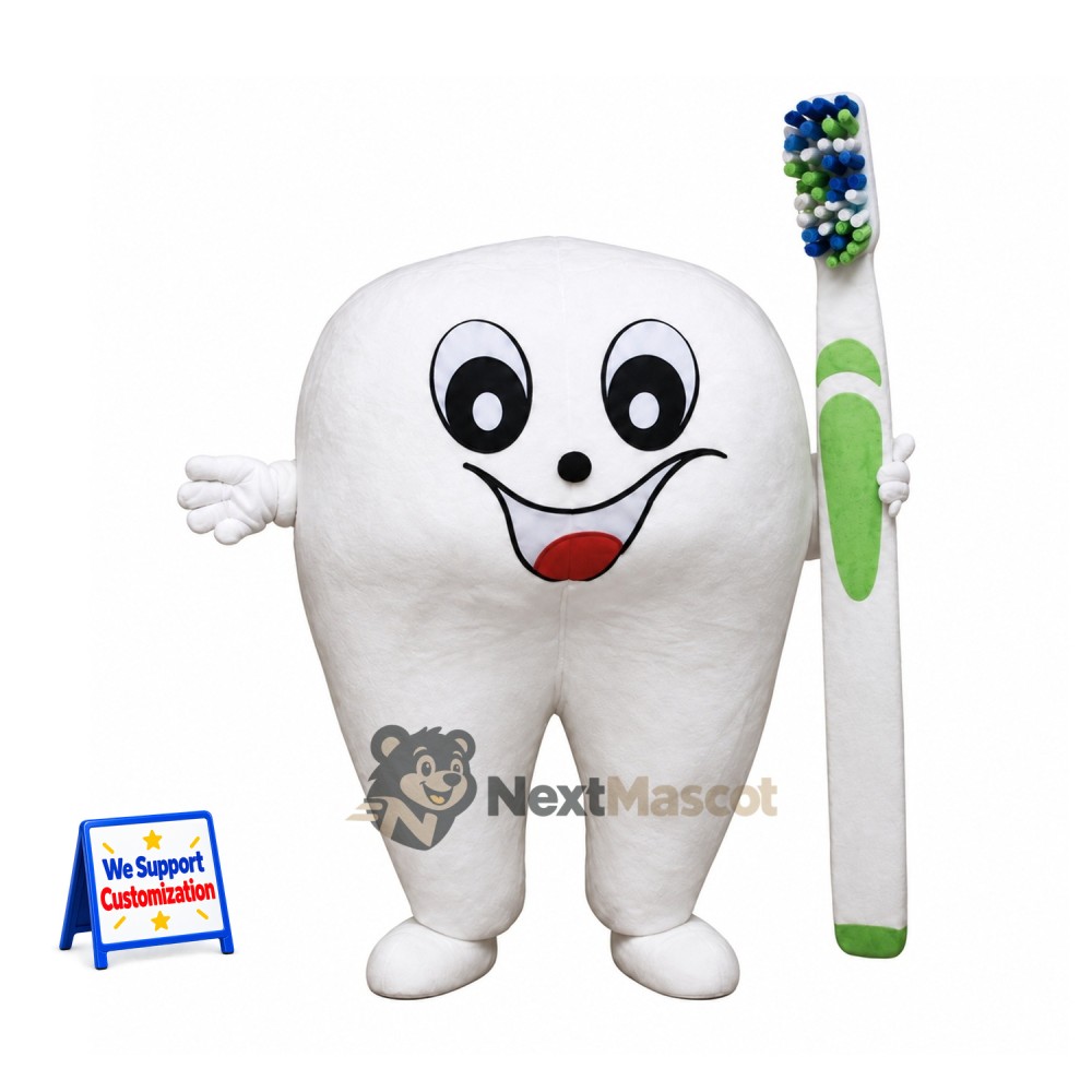 Tooth Mascot Costume - Green Toothbrushes Tooth Mascot Costume - Green Toothbrushes