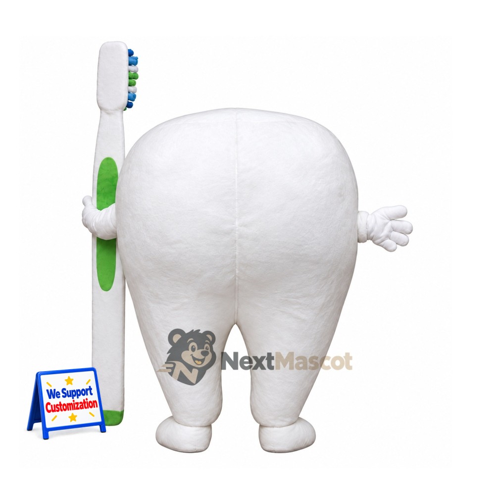 Tooth Mascot Costume - Green Toothbrushes Tooth Mascot Costume - Green Toothbrushes