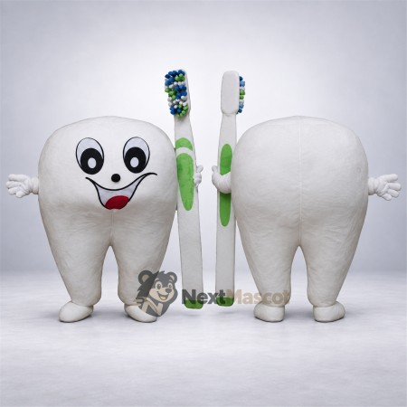 Tooth Mascot Costume - Green Toothbrushes Tooth Mascot Costume - Green Toothbrushes