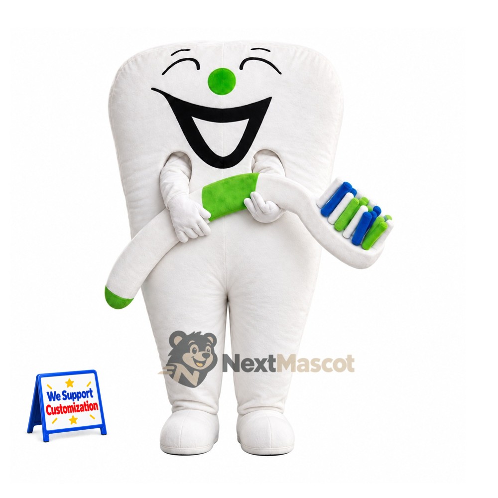 Tooth Mascot Costume - Toothbrush for Birthday Parties Tooth Mascot Costume - Toothbrush for Birthday Parties