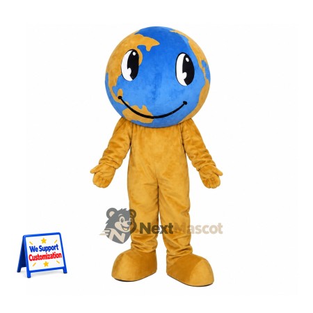 Earth Globe Mascot Costume - Yellow Outfit Earth Globe Mascot Costume - Yellow Outfit