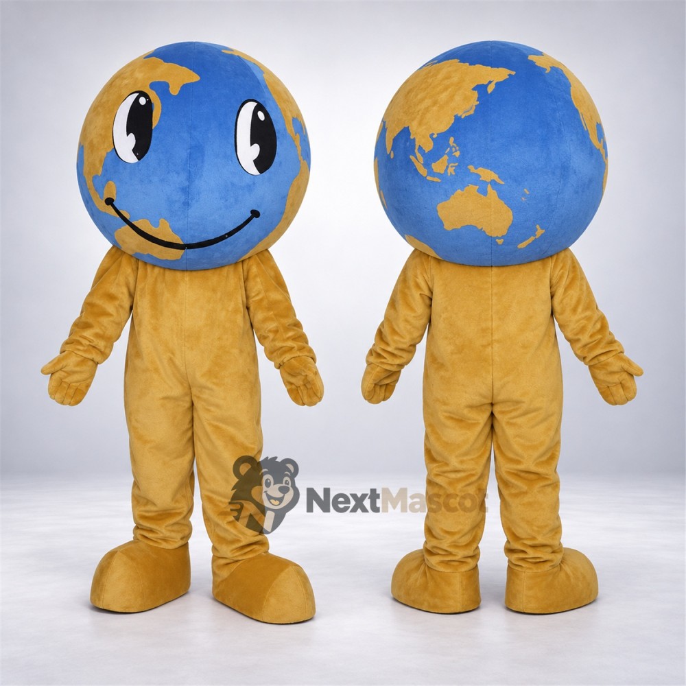 Earth Globe Mascot Costume - Yellow Outfit Earth Globe Mascot Costume - Yellow Outfit