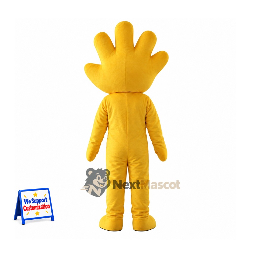 Hand Mascot Costume - Yellow, Spiral Eyes Hand Mascot Costume - Yellow, Spiral Eyes