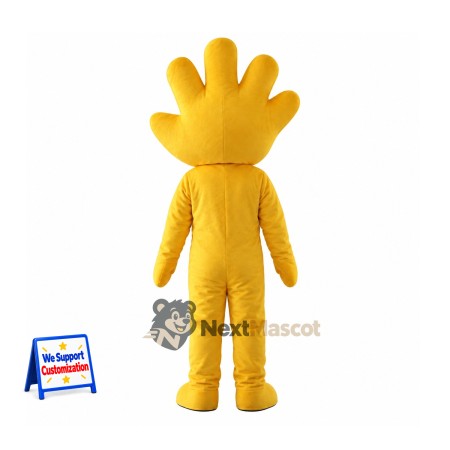 Hand Mascot Costume - Yellow, Spiral Eyes Hand Mascot Costume - Yellow, Spiral Eyes
