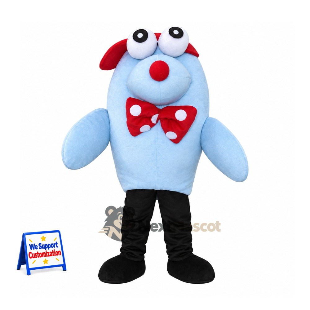 Monster Mascot Costume - Blue, Red Bow Tie