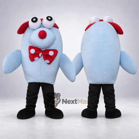 Monster Mascot Costume - Blue, Red Bow Tie