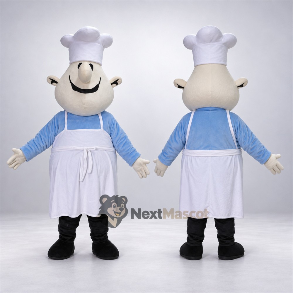 Chef Mascot Costume - Blue Shirt and White Apron Chef Mascot Costume - Blue Shirt and White Apron