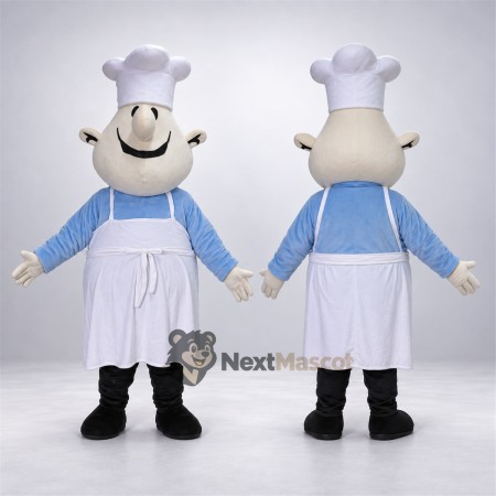 Chef Mascot Costume - Blue Shirt and White Apron Chef Mascot Costume - Blue Shirt and White Apron