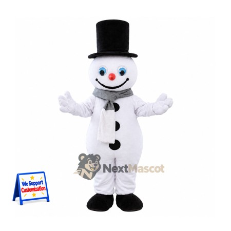 Snowman Mascot Costume - Black Hat for Winter Parties Snowman Mascot Costume - Black Hat for Winter Parties