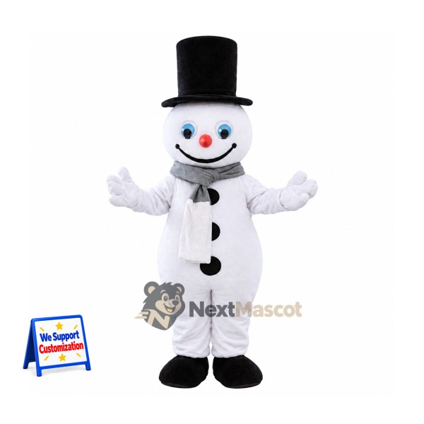 Snowman Mascot Costume - Black Hat for Winter Parties