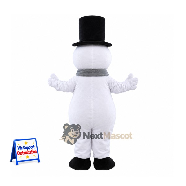 Snowman Mascot Costume - Black Hat for Winter Parties Snowman Mascot Costume - Black Hat for Winter Parties