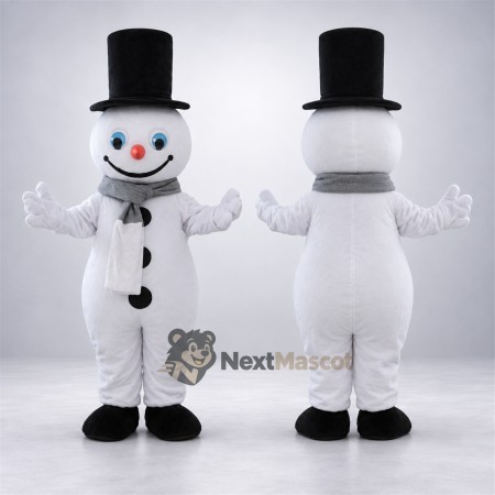 Snowman Mascot Costume - Black Hat for Winter Parties Snowman Mascot Costume - Black Hat for Winter Parties