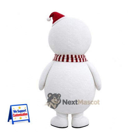 Snowman Mascot Costume - Striped Scarf for Christmas Parades Snowman Mascot Costume - Striped Scarf for Christmas Parades