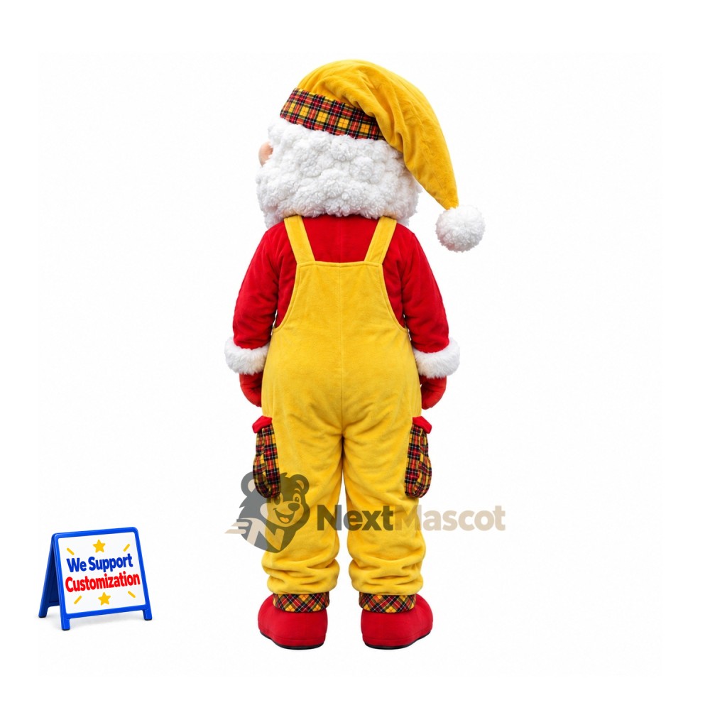 Christmas Gnome Mascot Costume - Yellow Overalls Christmas Gnome Mascot Costume - Yellow Overalls