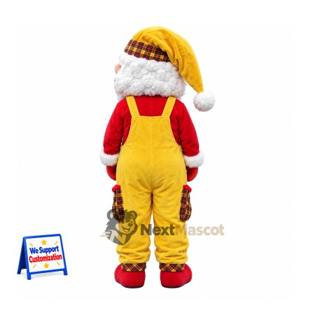 Christmas Gnome Mascot Costume - Yellow Overalls Christmas Gnome Mascot Costume - Yellow Overalls