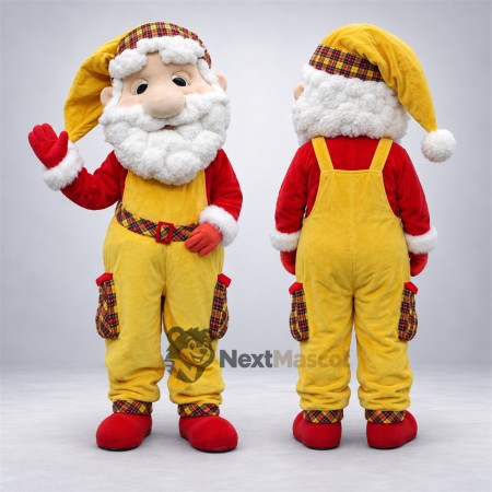 Christmas Gnome Mascot Costume - Yellow Overalls Christmas Gnome Mascot Costume - Yellow Overalls