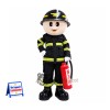 Firefighter Mascot Costume - Black Suit, Fire Extinguisher