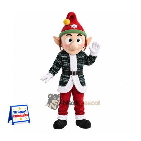 Christmas Elf Mascot Costume - Plaid Jacket Christmas Elf Mascot Costume - Plaid Jacket