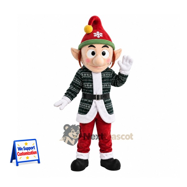 Christmas Elf Mascot Costume - Plaid Jacket