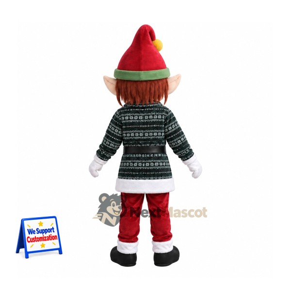 Christmas Elf Mascot Costume - Plaid Jacket Christmas Elf Mascot Costume - Plaid Jacket