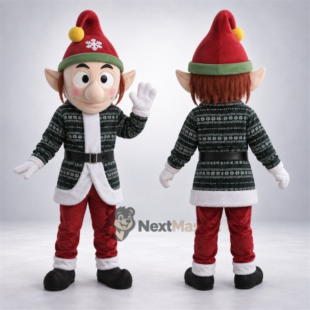 Christmas Elf Mascot Costume - Plaid Jacket Christmas Elf Mascot Costume - Plaid Jacket
