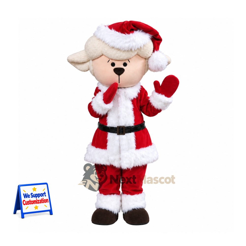 Sheep Mascot Costume - Red Santa Suit Sheep Mascot Costume - Red Santa Suit