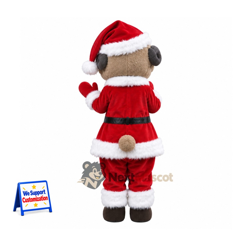 Sheep Mascot Costume - Red Santa Suit and Red Mittens Sheep Mascot Costume - Red Santa Suit and Red Mittens