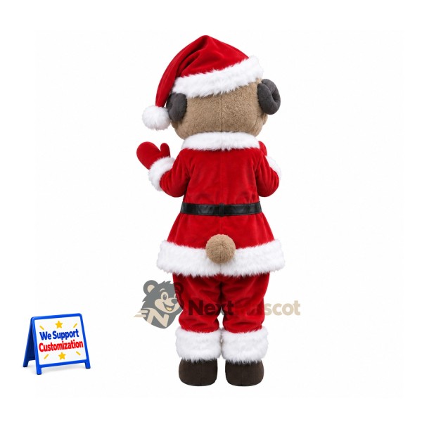 Sheep Mascot Costume - Red Santa Suit and Red Mittens Sheep Mascot Costume - Red Santa Suit and Red Mittens