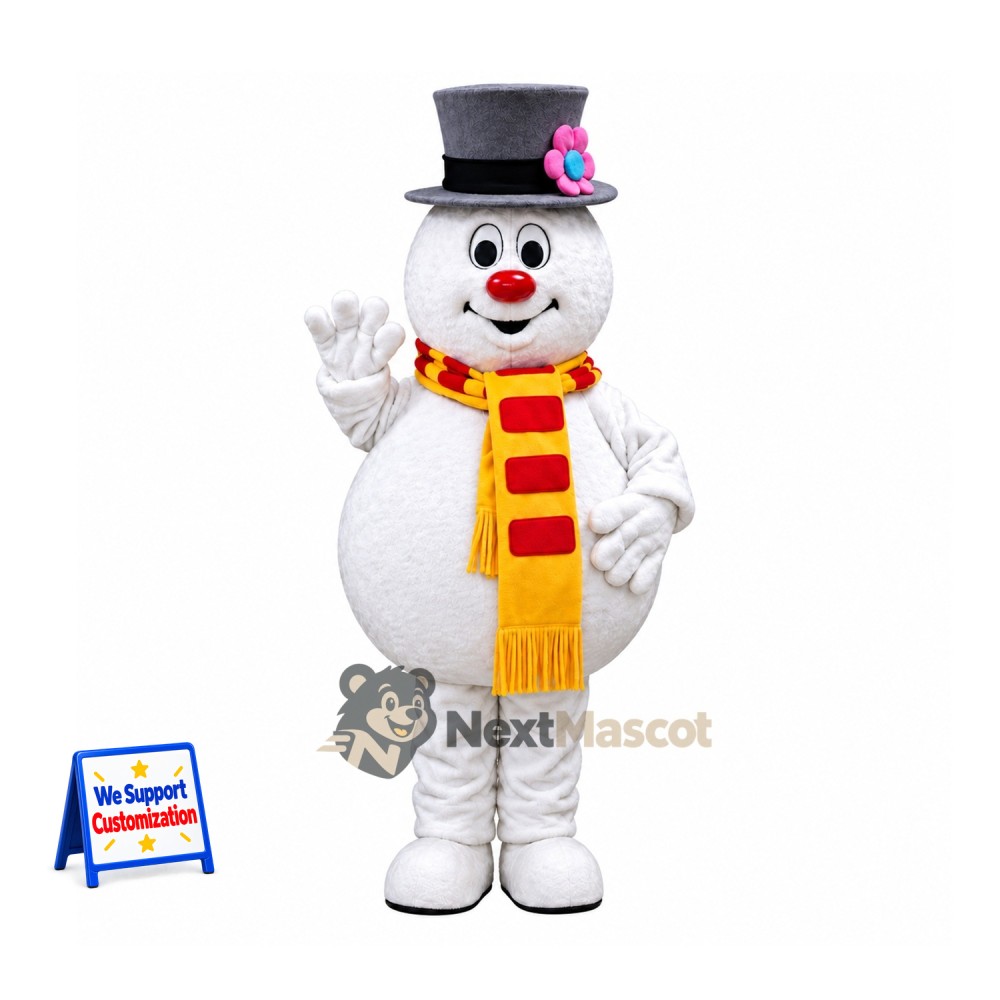 Snowman Mascot Costume - Yellow Scarf Snowman Mascot Costume - Yellow Scarf