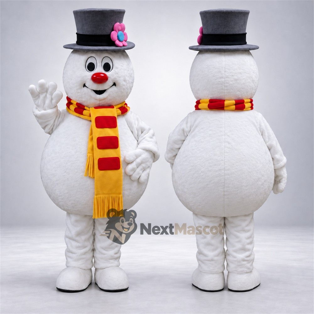 Snowman Mascot Costume - Yellow Scarf Snowman Mascot Costume - Yellow Scarf