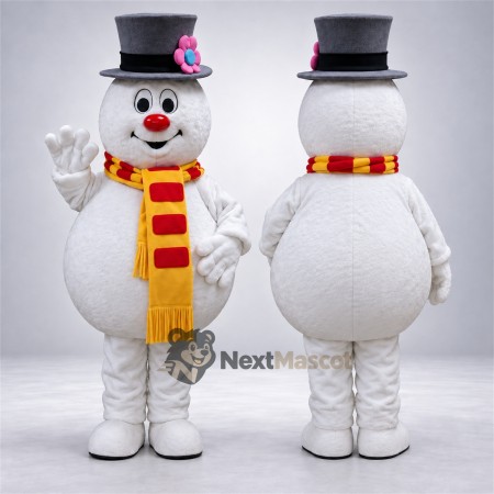 Snowman Mascot Costume - Yellow Scarf Snowman Mascot Costume - Yellow Scarf