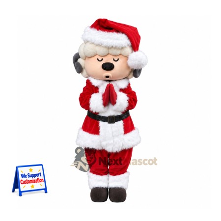 Sheep Mascot Costume - Santa Suit, Curly Wool Sheep Mascot Costume - Santa Suit, Curly Wool