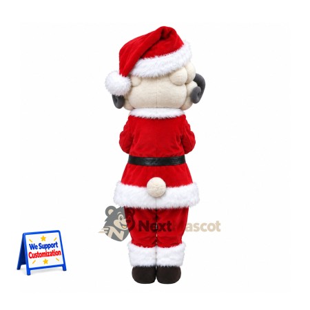 Sheep Mascot Costume - Santa Suit, Curly Wool Sheep Mascot Costume - Santa Suit, Curly Wool