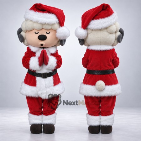 Sheep Mascot Costume - Santa Suit, Curly Wool Sheep Mascot Costume - Santa Suit, Curly Wool