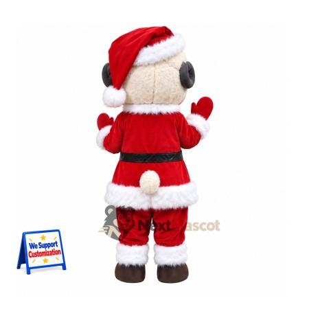 Sheep Mascot Costume - Santa Suit, Red Mittens
