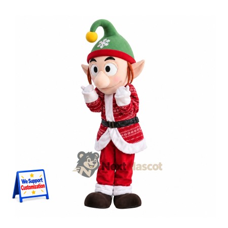Christmas Elf Mascot Costume for Christmas Photos Christmas Elf Mascot Costume for Christmas Photos