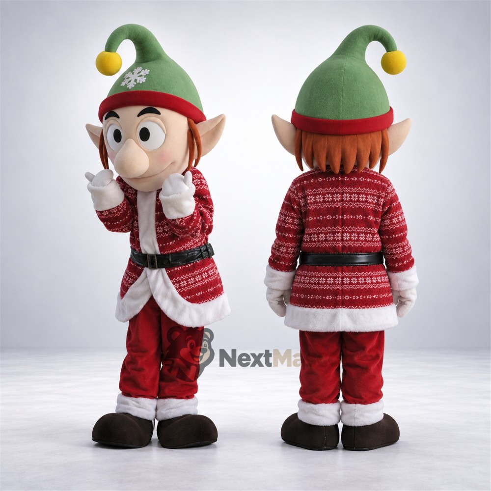 Christmas Elf Mascot Costume for Christmas Photos Christmas Elf Mascot Costume for Christmas Photos