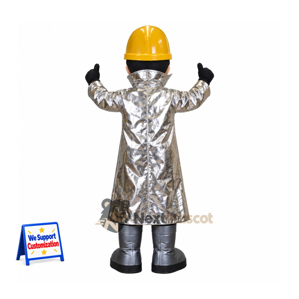 Construction Worker Mascot Costume - Silver Coat Construction Worker Mascot Costume - Silver Coat