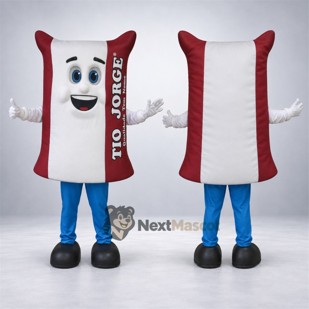 Bag Mascot Costume - White and Burgundy