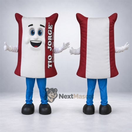 Bag Mascot Costume - White and Burgundy