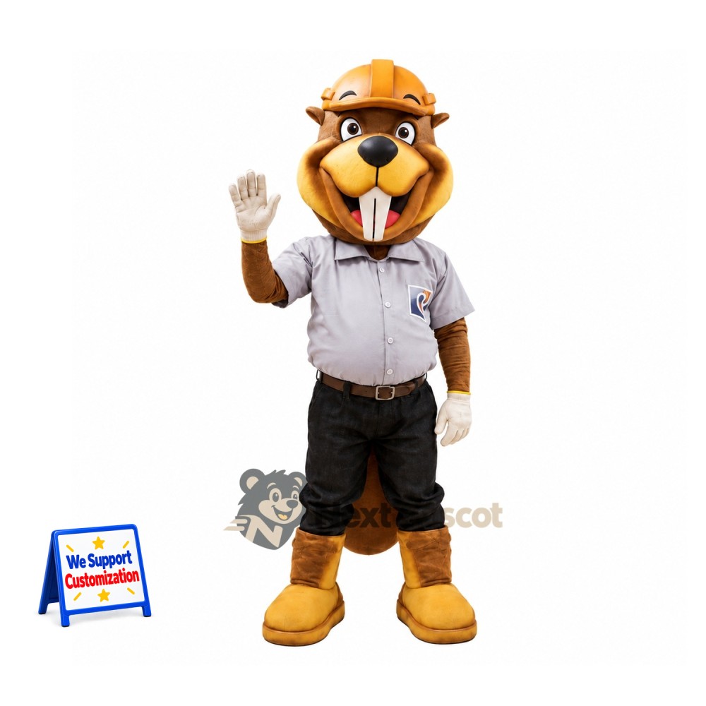 Beaver Mascot Costume - Construction Style