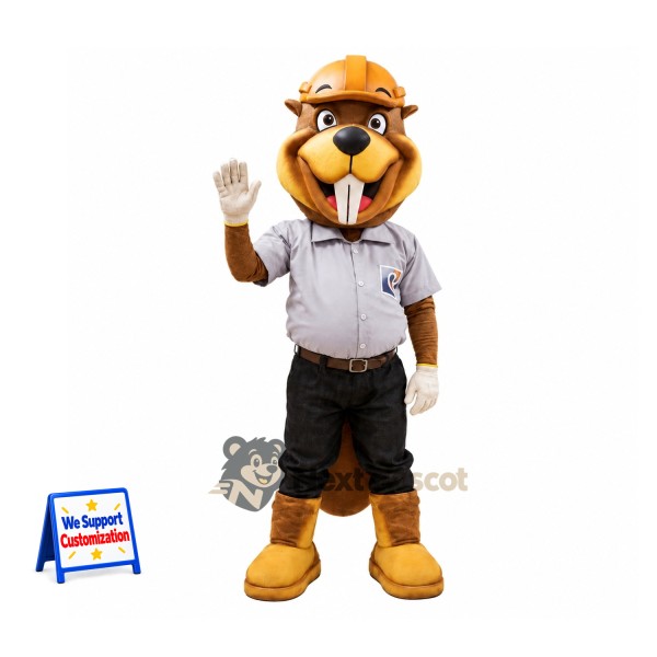 Beaver Mascot Costume - Construction Style
