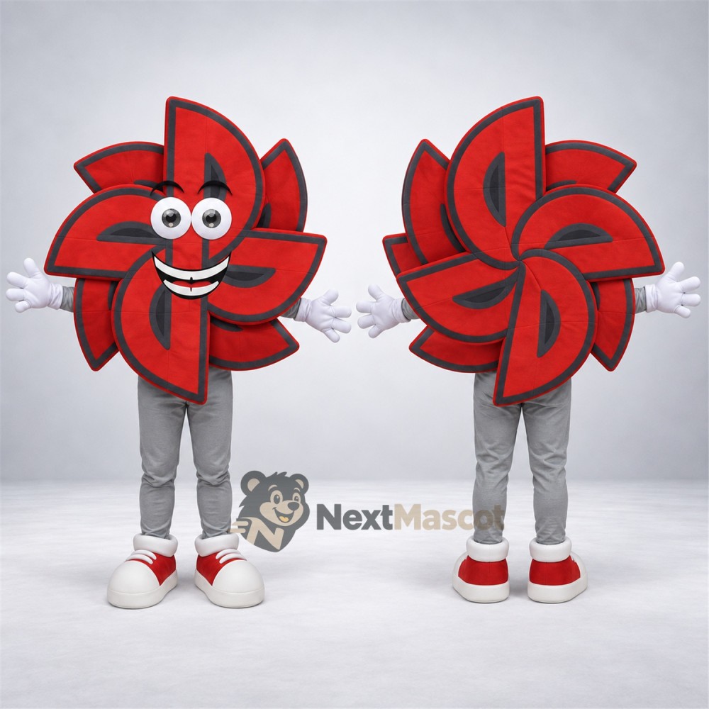 Pinwheel Mascot Costume - Red Pinwheel Mascot Costume - Red